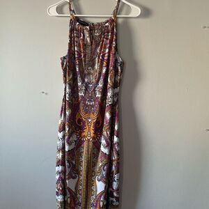INC International Concepts Paisley Midi Dress Purple Gold